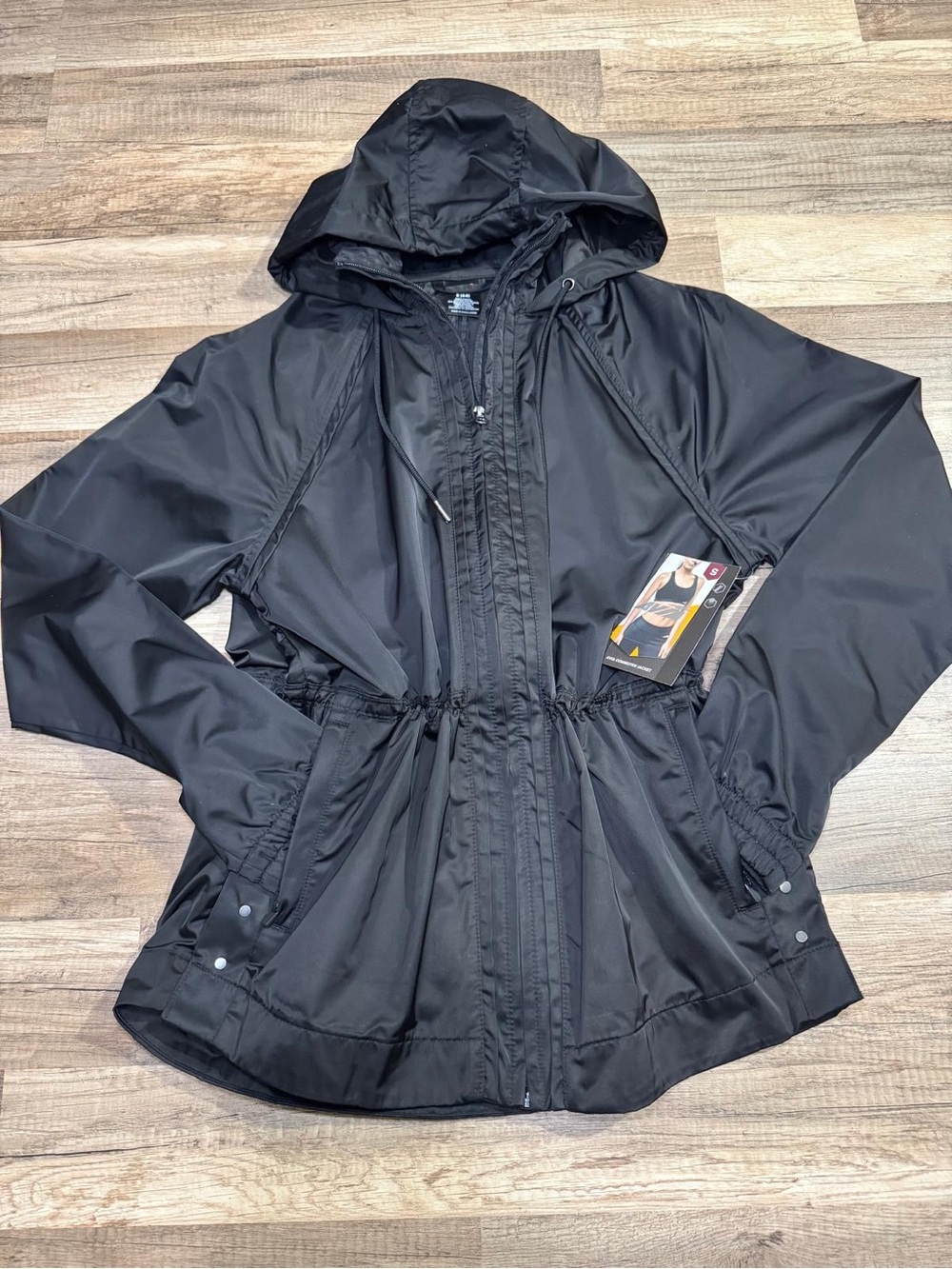 Avia Black Hooded Drawstring Utility Jacket
